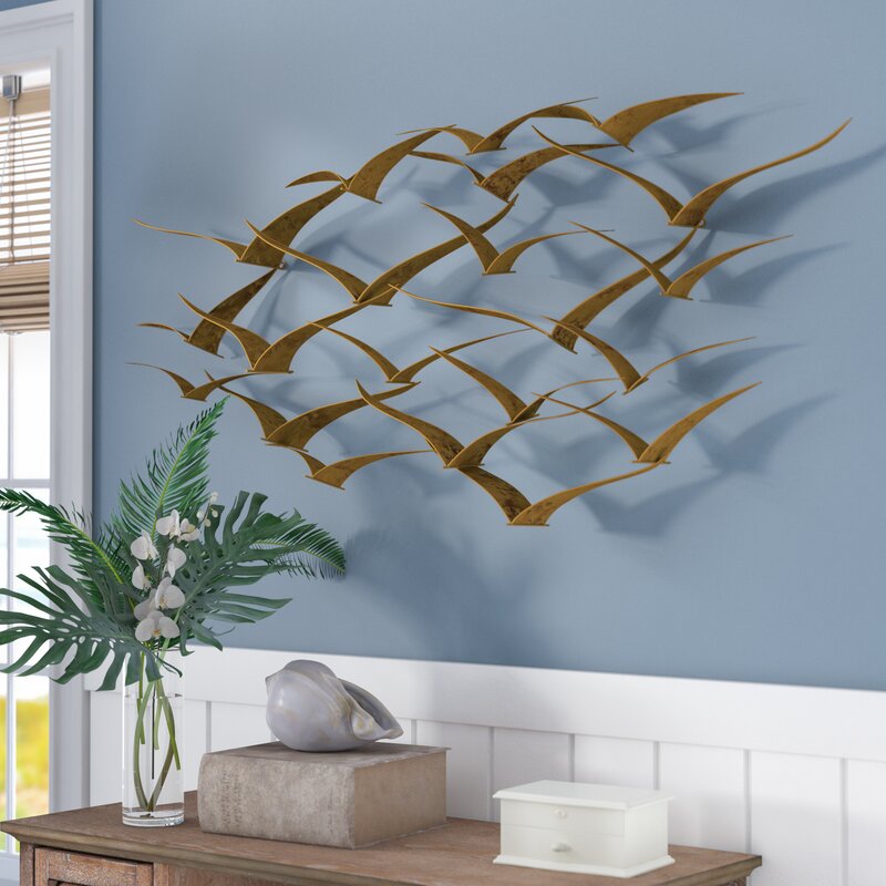 metal decor birds flocking patterned wayfair beachcrest